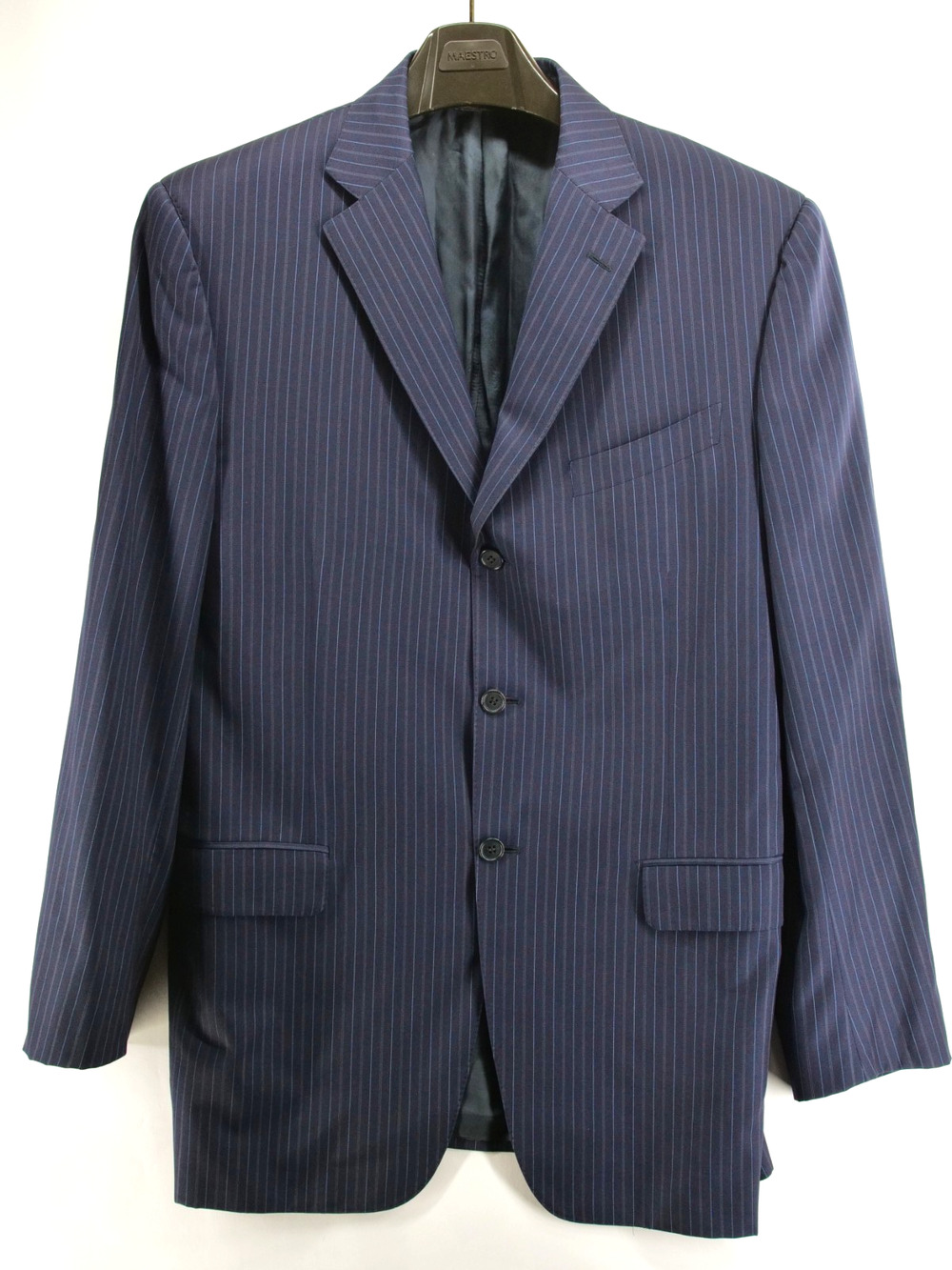 Trussini Linea Nuova Blue Pinstripe Blazer Mens 46L US 56L IT Wool Made in Italy